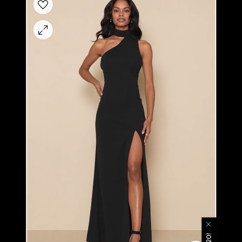 Lulus Keep It Interesting Black Asymmetrical Cutout Halter Maxi Dress